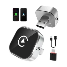 Pionray 2 in 1 무선 카플레이 어댑터 및 안드로이드 오토 5GHz WiFi 타입-C/USB 플러그 앤 차량 멀티미디, 01 white