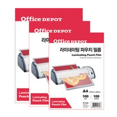오피스디포 코팅필름 100mic, A4, 100개
