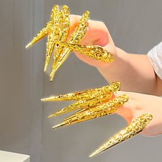 新款黃金指甲套 韆手觀音古裝長指甲套 舞臺表演道具 兒童小賣部玩具, 1個, 小賣部同款/黃金甲1只
