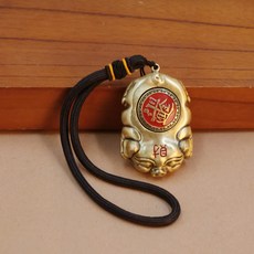 黃銅工藝品 轉轉手把件 文玩擺件 解壓小物 諸事順利 日進斗金 進寶造型 桌面裝飾+諸事順利+菠蘿結黑繩【紅色】