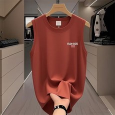 男潮牌寬鬆加肥大碼無袖T恤 圓領冰絲運動背心