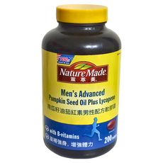 Nature Made 萊萃美 南瓜籽油茄紅素男性活力配方軟膠囊, 200顆, 1瓶