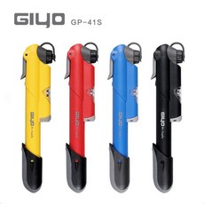 GIYO 자전거 미니 휴대용 펌프 게이지타입 프레스타 슈레더 밸브, 검정, 1개