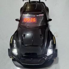 跑車鬧鐘 引擎聲浪光效噴霧時鐘, 黑色合金款