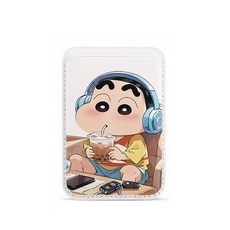 짱구 밀크티를 마시다 팬터 맥세이프 호환 가드지갑 갤럭시 아이폰, 1개, 크림화이트