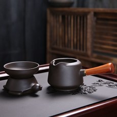 茶濾功夫創意茶漏斗托紫砂茶具陶瓷倒茶網過濾器配件濾器茶隔茶漏, 側把海210ml+祥龜套組, 1個