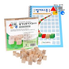 샘통 쌓기나무 1cm 100p(비취우드)와 교재1권, 시드 쌓기나무1단계, 시드 쌓기나무1단계
