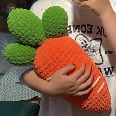 DIY 아이스크림 당근 쿠션 뜨개질 과일 키트 코바늘, 당근 베개 2개 키트, 재료 도구 설명서 가이드