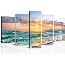 사무실용 세계 지도 벽 아트 40인치 거실 홈 침실 현대 캔버스 해상 빈티지 데코용 액자 20인치" 프린트 x 선물 장식 - 포스터, Color A-5pcs, Overall 40x24inch