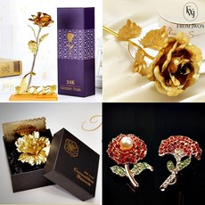 황금 장미 금 카네이션 골드 브로치 도금 뺏지 어버이날 부모님 생신 선물, 도금골드장미, 1개