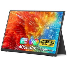 MNN 휴대용 모니터 14인치 FHD 1920 * 1200P USB C HDMI 초슬림 IPS 여행용 디스플레이 스마트 커버 및 스피커 HDR 플러그 앤 플레이 노트북 P, 14'' 1200P