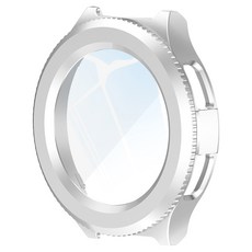 더조은셀러 갤럭시워치6 클래식 47mm 43mm 빌트인 올인원 케이스 강화유리, 실버 실버
