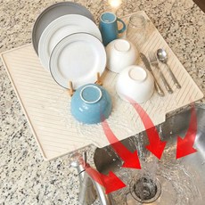 브라이프 청결끝판 물빠짐 식기 건조 배수 매트, 1개, 아이보리 M (43cm * 33cm), 1단