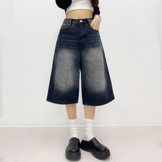 밴딩 (2기장) 체형별 찰떡 핏 빈티지 캣워싱 청반바지 5부 7부 와이드 버뮤다 4color