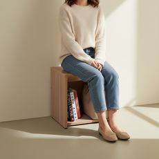 모가 국내제작 스툴의자 수납 사각스툴 현관벤치 신발장의자 슈벤치 스툴 보조의자, 1개, 오크