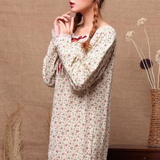긴팔 원피스 여성 플라워 꽃무늬 수유 임부 홈웨어 롱