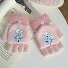 可愛冬季新款兒童保暖翻蓋露指針織手套 韓版兒童可愛保暖手套