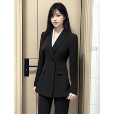 여성정장세트 슬림핏 블랙 정장자켓 면접 출근룩 캐주얼 패션 겨울용 대학생 공무원 하객룩용