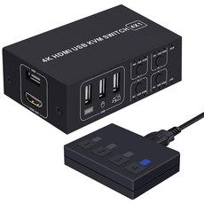 KVM 스위치 HDMI 4K 4포트 4대 PC 울트라 HD 60Hz HDMI2.0 HDCP2.2 3DHDR 스프린트 USB2.0 USB 키보드마우스 공유 드라이브 프린터 외장, kvm 1x4