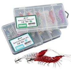 레저킹 줄줄이 초상 리얼 쉬림프에기 5종+태클박스 세트, 1세트, 10.9g, 80mm_01 (5개입)