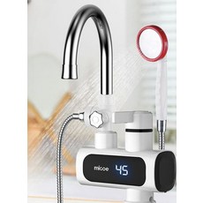 세면대 순간온수기 씽크대 급속 전기 세로형 수도 보일러 히터 즉열식, 분무기 측면