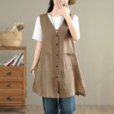 페이준 여성 봄여름 빅사이즈 엄마옷 미디 슬림핏 베스트 LN4535