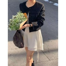 오르네트 여성 크롭 슬림 스웨이트 자켓