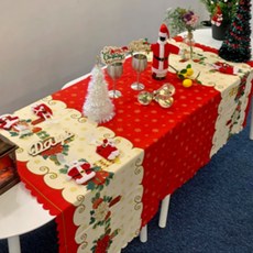 快樂聖誕餐桌布餐桌布 家庭派對道具 4人餐桌用, 1入