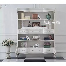 法式手工雕刻虎腳刷舊大書櫃 復古風格 大容量收納 穩固耐用。, 1個