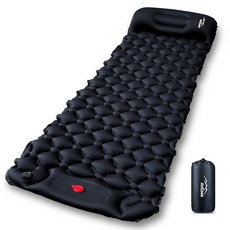 휴대용 침대 경량 캠핑 간이 에어매트 약 10CM 두께 차박 매트 발로 밟는 베개 포함 재해매트 용품 텐트 운반 편리 간단 수납 봉투 방재 침낭 블랙