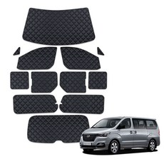 루젠 그랜드 스타렉스 11/12인승 (2열창 분리형) 차박커튼 캠핑 암막 햇빛가리개, 1세트, 모던블랙