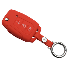 쌍용 티볼리 렉스턴 코란도 토레스 스포츠 칸 호환 자동차 실리콘 스마트키 케이스 키홀더, 3버튼_S20_SS1, 레드