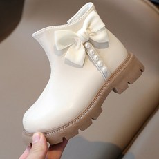 女童珍珠蝴蝶結公主靴 童鞋 女童小皮靴 女童鞋 公主鞋 短靴 中筒靴 馬丁靴 皮靴 馬丁靴 中大童