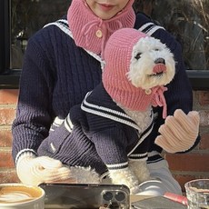 강아지 바라클라바 비니 견주 커플 모자, 핑크, 1개