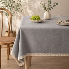 마에르 레이스 방수 식탁보 북유럽 테이블보 사각 식탁커버, 1개, 4인(120 x 170cm), 그레이