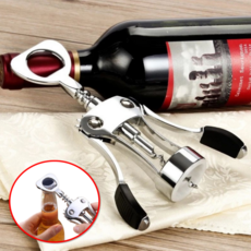 펀펀친구 원터치 수동 와인오프너, 1개, 실버