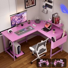 월로덴 L형 컴퓨터 책상 게이밍 책상 코너형 책상, 탄소섬유퍼플