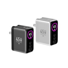 寶利威爾 POLYWELL 45W GaN 多模數顯電源供應器 雙USB-C孔+1A孔, 1個