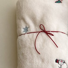 불로홈 아기 밍크 자수 극세사 블랭킷 이불, 눈맞은 눈사람