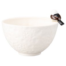 sun art 可愛餐具公仔茶杯 長尾山雀, 1個, 白色