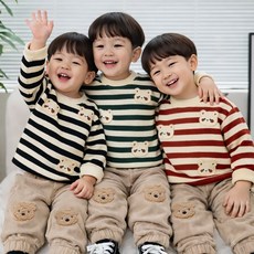 몽실이 베어패치 스트라이프 상하복세트 아동 유아 남아 형제룩 가을 외출복