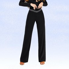 여성 사교댄스바지 라틴댄스복 바지 스퀘어 댄스 라틴 연습 삼바 차차 볼룸 라인스톤 코스튬, 4XL 사이즈, 6)1