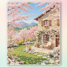 뿌로리보석십자수 옛풍경 캐릭터도안 모음 40X50 패브릭형 DIY 비즈공예, Y73, 1개