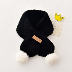 목도리 겨울 보온 머플러 남아 여아 귀여운 쿠션 넥워머, 블랙