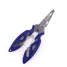 廣隆 路亞鉗 不鏽鋼材質 壓咬鉛 剪線鉗 取鉤鉗 剪PE線 彎嘴釣魚鉗 開口鉗 大力馬魚線剪 控魚器 斷鋼絲 夾線, 藍色, 1個