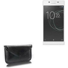 소니 엑스페리아 L1과 호환되는 박스웨이브 케이스 - 엘리트 가죽 메신저 파우치 합성 커버 봉투 디자인 제트 블랙
