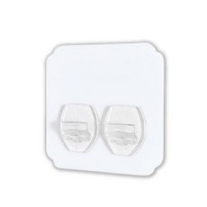 CHIA LON 舒適家免打孔牆面掛鉤，粗糙牆面適用，輕鬆黏貼，居家收納好幫手, 超黏貼8X8正方形雙勾貼片(透明), 1個