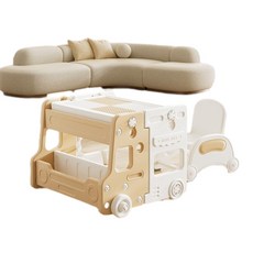 babyaya 兒童多功能積木桌, 小汽車畫板 椅子 米咖色, 1個