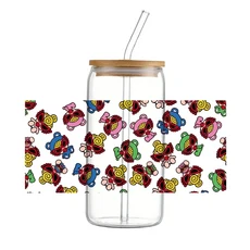 컵 랩 스티커 귀여운 일본 만화 Hy Mini H UV DTF 전사 스티커 방수 전사 데칼 16온스 유리용, 20 DTF11100