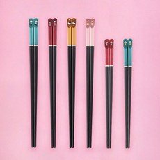 親子合金筷子3雙裝4家用防滑寶寶短小孩分人標志家庭筷一家三口四筷子環保筷防滑筷子耐熱筷子餐具用品, 爸+媽+長黃貓+長粉貓+短男+短紅, 1個